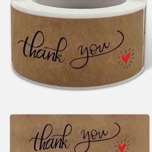 120 Count Set of 1"×3" Thank You Label Stickers With Little Red Hearts